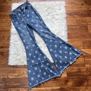 JUDY BLUE Star High Rise, Super Flare Bell Bottom Jeans #84103. Size 7/28